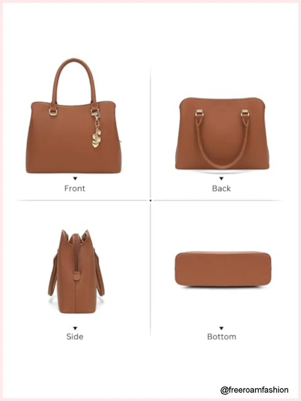 Vegan Leather Top Handle Satchel Handbag Shoulder Crossbody Purse